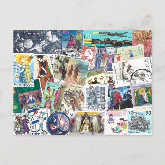 Postüberquerung mit Postage mit Menschen Postkarte (Vorderseite)