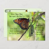 Postüberquerung - Monarchschmetterling und Raupe Postkarte (Vorne/Hinten)