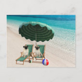 Postüberquerung - Mops am Strand Postkarte (Vorderseite)