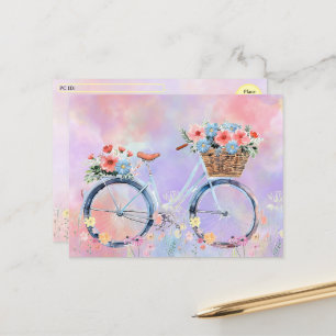 Postüberquerung - Pastel Flower Bicycle Feiertagspostkarte
