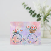 Postüberquerung - Pastel Flower Bicycle Feiertagspostkarte (Stehend Vorderseite)