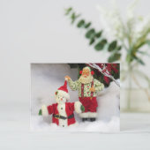Postüberquerung - Santa baut eine Schneemann-Postk Postkarte (Stehend Vorderseite)