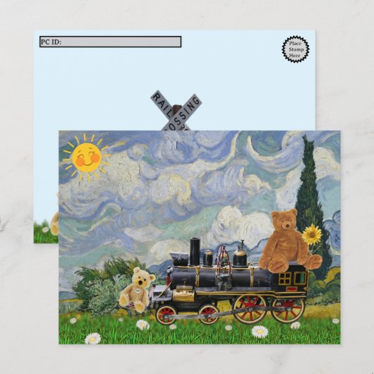 Postüberquerung - Teddybären Feiertagspostkarte (Vorne/Hinten)