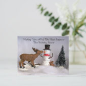 Postüberquerung - Winter für Snowman und Rentier Postkarte (Stehend Vorderseite)