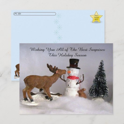 Postüberquerung - Winter für Snowman und Rentier Postkarte (Vorne/Hinten)