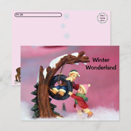 Postüberquerung - Winterwunder Kinderbaumrutsche Postkarte (Vorne/Hinten)