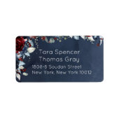 Postversand von Peony Burgundy Navy Adressaufkleber (Vorne)
