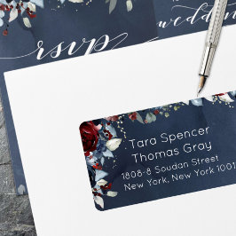 Postversand von Peony Burgundy Navy Adressaufkleber