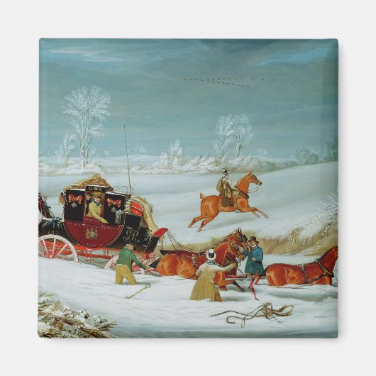 Postwagen im Schnee Magnet (Vorne)