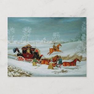 Postwagen im Schnee Postkarte