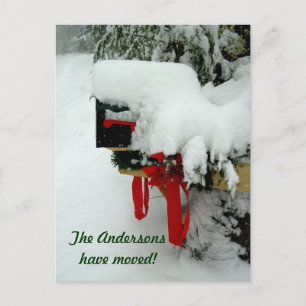 Postweg Neue Anschrift Winterankündigung Ankündigungspostkarte