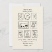 Postwertzeichen handgezeichnete Save-The-Date-Kart Save The Date (Vorderseite)