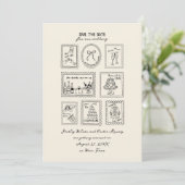Postwertzeichen handgezeichnete Save-The-Date-Kart Save The Date (Stehend Vorderseite)