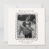 Postwertzeichen handgezeichnete Save-the-Date-Kart Save The Date (Rückseite)