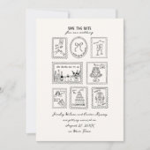 Postwertzeichen handgezeichnete Save-The-Date-Kart Save The Date (Vorderseite)