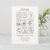 Postwertzeichen handgezeichnete Save-The-Date-Kart Save The Date (Stehend Vorderseite)