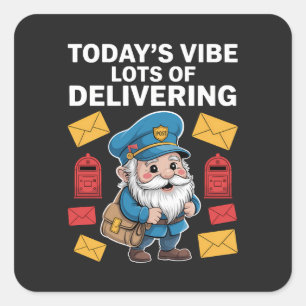 Postzustellende Gnome Mail Quadratischer Aufkleber