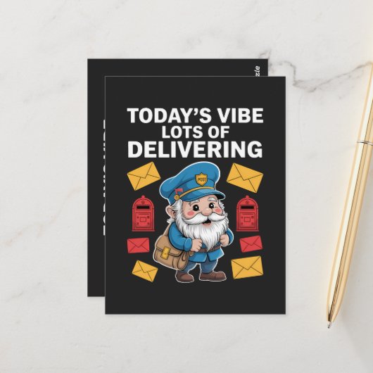 Postzustellergnome Post Postkarte (Vorderseite/Rückseite Beispiel)