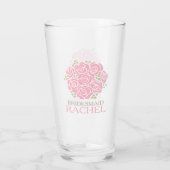 Posy danke Ihnen Brautjungfrau pink Hochzeitsfavor Glas (Rückseite)