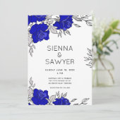 Posy of Blue Rose Wedding Einladung (Stehend Vorderseite)