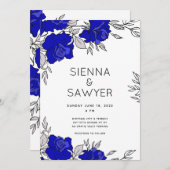 Posy of Blue Rose Wedding Einladung (Vorne/Hinten)
