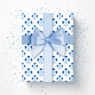 Posy-Zweig in blauem Porzellan Geschenkpapier