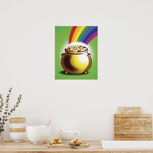 Pot aus Gold und Regenbogen Poster (Küche)
