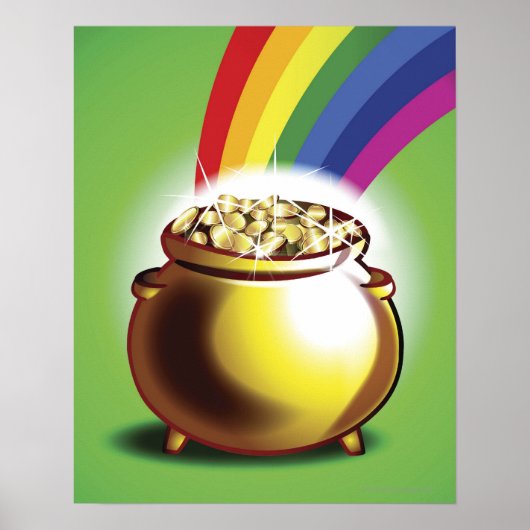 Pot aus Gold und Regenbogen Poster (Vorne)