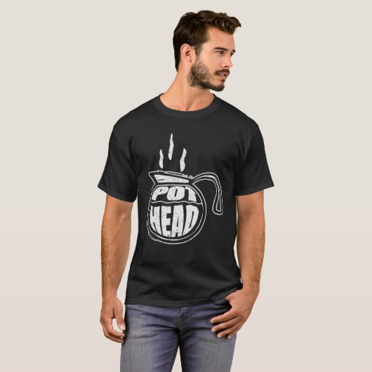 Pot Head Coffee Lover, Coffein Addict Spaß T-Shirt (Vorne ganz)
