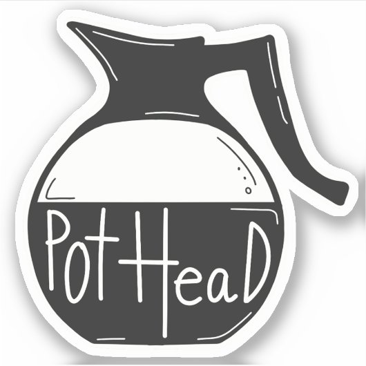 Pot Head Coffee Lover Kaffee Pot Aufkleber (Vorderseite)