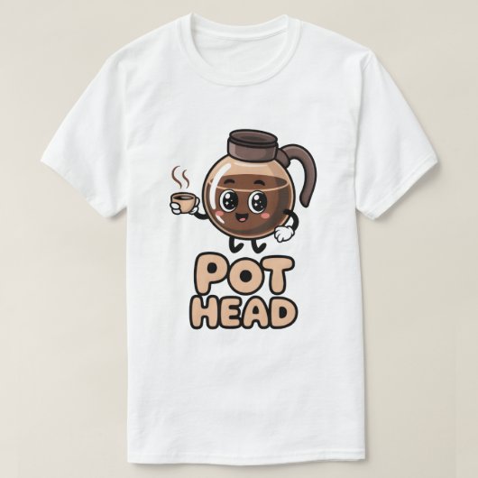 Pot Head Cute Kawaii Cafe Funny Coffee Lover Gift T-Shirt (Design vorne)
