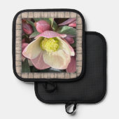 Pot Holder mit hübsch rosa Hellebore Topflappen (Vorderseite/Rückseite)