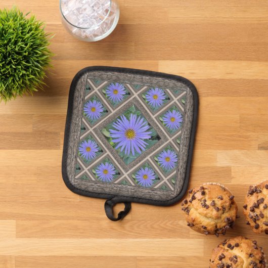 Pot Holder mit schönen Blue Asters Topflappen (Oben Unten)