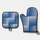 Pot Holder Set - Blauer, schattiger Ribbon-Weave (Vorderseite)