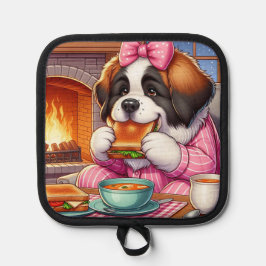 Pot Holding W/ Saint Bernard Kunstwerk Topflappen