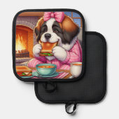 Pot Holding W/ Saint Bernard Kunstwerk Topflappen (Vorderseite/Rückseite)