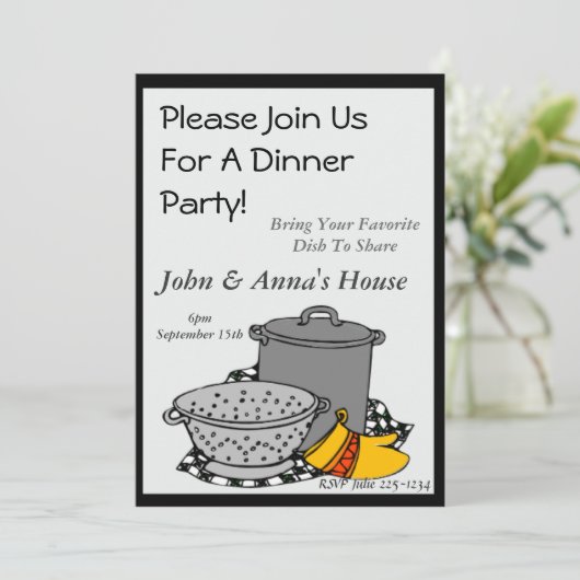 Pot Luck Dinner Einladung (Stehend Vorderseite)