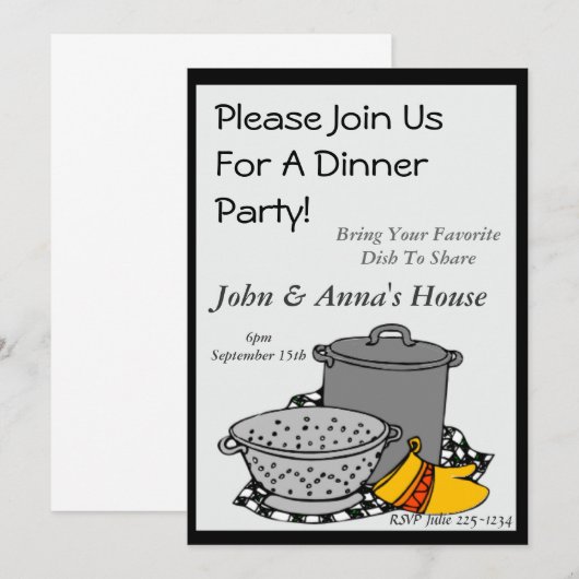 Pot Luck Dinner Einladung (Vorne/Hinten)