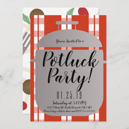 Pot Luck Spagetti Abendessen Italienisches Party Ankündigung (Vorne/Hinten)