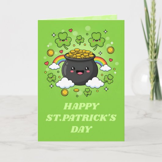 Pot O' Glück St. Patrick's Day Karte (Vorderseite)