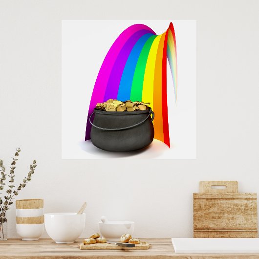 Pot O' Gold am Ende eines Regenbogens Poster (Küche)