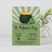 Pot o' Gold Leprechaun Hat Einladung (Stehend Vorderseite)