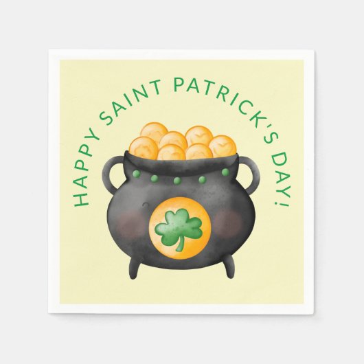 Pot of Gold Happy Saint Patrick's Day Serviette (Vorderseite)