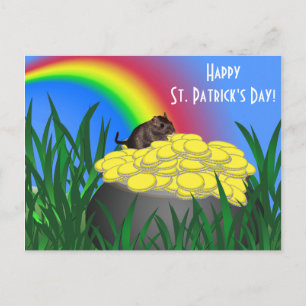 Pot of Gold mit Gerbil - St Patrick's Day Postcard Postkarte