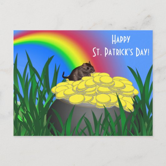 Pot of Gold mit Gerbil - St Patrick's Day Postcard Postkarte (Vorderseite)