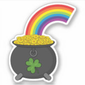 Pot of Gold Rainbow Cartoon Aufkleber (Vorderseite)
