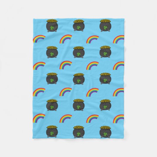 Pot of Gold Rainbow Cartoon Fleecedecke (Vorderseite)