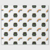 Pot of Gold Rainbow Cartoon Geschenkpapier (Flach)
