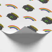 Pot of Gold Rainbow Cartoon Geschenkpapier (Ecke)