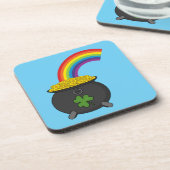 Pot of Gold Rainbow Cartoon Getränkeuntersetzer (Linke Seite)